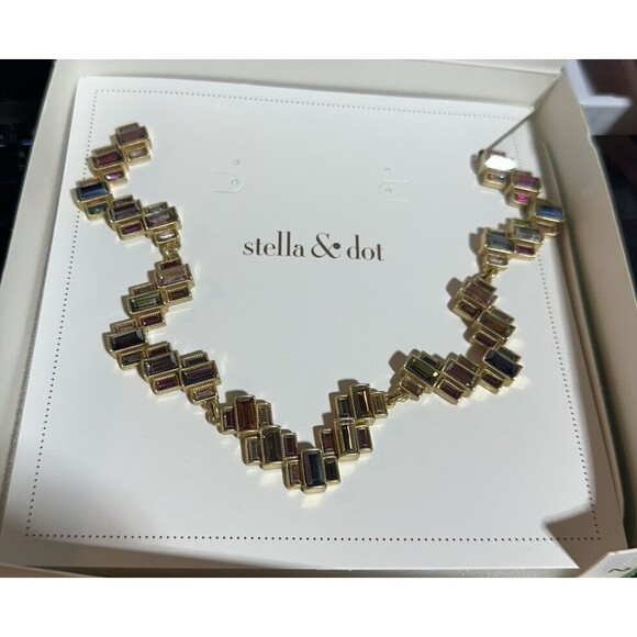 STELLA & DOT Hatley Baguette Multicolor Necklace Statement NIB - Picture 1 of 3